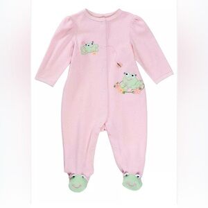 Little Me Baby Girls Frog Footie Sleep Play Pajama Pink Green newborn shower